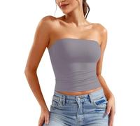 Black White Tube Top for Women Strapless Bandeau Crop Sleeveless Backless Basic Tank Going Out Summer Outfits Support