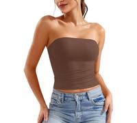 Black White Tube Top for Women Strapless Bandeau Crop Sleeveless Backless Basic Tank Going Out Summer Outfits Support