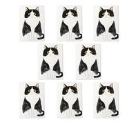 Black White Tuxedo Cat Greeting Cards Pack of 8 Cute Feline Art Note Cards Any Occasion Blank Inside A6 10x15cm