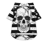 Black White US Flag with Skull Cute Pet T-Shirts Dog Shirt Clothes Funny Beach Pullover Cat Sweatshirt For Small Pets XL