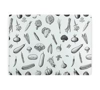 Black & White Vegetables Large Rectangular Glass Worktop Protector - Smooth Board Kitchen Chopping/Cutting Board Worktop Saver with Non-Slip Feet 39cm x 28.5cm (15" x 11")