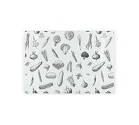 Black & White Vegetables Small Glass Worktop Saver - Food Themed Gifts - Textured Kitchen Chopping/Cutting Board Worktop Protector with Non-Slip Feet 28.5cm x 20cm (11" x 8")