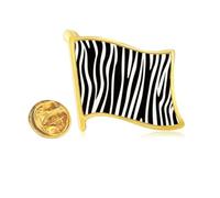 Black White Veins Pattern Background Golden Metal Flag Lapel Pin Badge