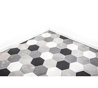 Black & White Venice Tile Vinyl Lino Roll Flooring 2m & 4m Width Bathroom Kitchen Flooring (4metres x 2metres (13ft 1" x 6ft 6"))