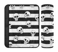 Black White Vintage Skull 2 Pack car seat Strap Cover, Stop seat Belt Cutting into Neck, Seatbelt Cover for Airplane Airplane Truck 10x7.7 in forro para cinturon de segurida