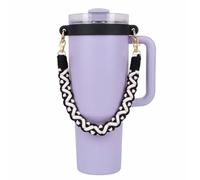 Black White Water Bottle Handle Strap Compatible with Owala & Stanley Cups | Hand-Woven Lanyards Silicone Cup Sling, Durable Carrier, Holder with Strap for Outdoor Sports Camping Hiking Travel