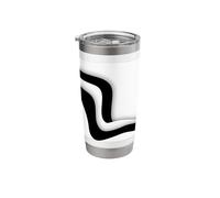 Black White Wavy Abstract Wave Pattern Stainless Steel Insulated Tumbler