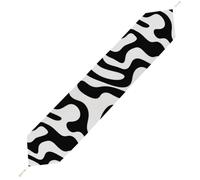 Black White Wavy Lines Geometry Plush Table Runner Boho Country Farmhouse Kitchen Dining Table Decoration 229*33cm