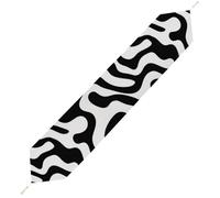 Black White Wavy Lines Geometry Plush Table Runner Boho Country Farmhouse Kitchen Dining Table Decoration 178*33cm