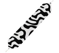 Black White Wavy Lines Geometry Plush Table Runner Boho Country Farmhouse Kitchen Dining Table Decoration 200*33cm