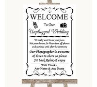 Black & White Wedding Sign Collection Black & White No Phone Camera Unplugged Wedding Sign
