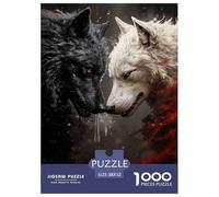 Black White Wolves 1000 Piece Adults Puzzle Kids Age Games Gifts Birthday Difficult Impossible Challenging & Brainteasing 52x38cm/1000pcs