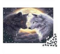 Black White Wolves 1000pc Jigsaw Puzzle for Seniors Beautiful Decoration Puzzle After-school Activity Eco-friendly 38x26cm/1000pcs
