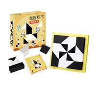 Black White Wooden Puzzle Block Set Toy For Kids Adult Creative Board Game Puzzle Spatial Reasoning And Training Toy Sensory For Kids