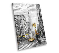 Black White Yellow New York Portrait Scenic Canvas Wall Art Large Picture Prints