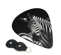 Black & White Zebra Guitar Picks 6-Pack - Pick Set (0.46mm / 0.71mm / 0.96mm) Suitable For Guitar And Ukulele Playing