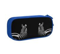 Black & White Zebra Large Capacity Double Layer Pencil Case,Customizable Full Print Polyester Fabric Organizer-School, Office, Travel Makeup Pouch