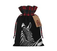 Black & White Zebra Print Drawstring Bags, Candy Snack Bag, Reusable Holiday Pouches for Wrapping & Storage S