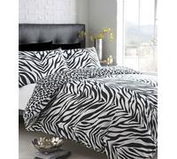 BLACK & WHITE ZEBRA PRINT WITH LEOPARD REVERSE - KING SIZE DUVET QUILT COVER BED SET