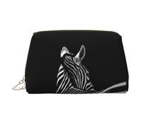 Black & White Zebra Printed Hand-held Zipper Cosmetic Bag Large Travel Toiletry Bag Suitable for Home and Travel