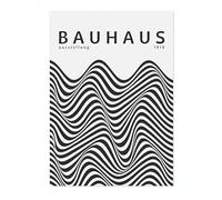 Black & White Zebra Stripes Bauhuas Poster Abstract Mid Century Modern, Archival Matte, A4 (Print Only) - 29.7x21cm