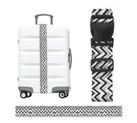 Black White Zigzag Luggage Strap-Adjustable Suitcase Belt with Buckle