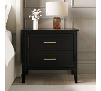 Black Wide 2 Drawer Bedside Table - Delilah