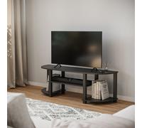 (Black) Wide TV Unit Stand S-Tube Entertainment Centre Storage Shelf Living Room Cabinet