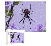 Black Widow on Purple Vine Jigsaw Puzzle 500 PCS Challenging Fun Puzzles Wooden Jigsaw Puzzles for Adults Families