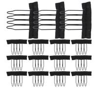 Black Wig Combs for Hairpiece Cap and Wig, Cloth Metal 30pcs | Three Bags, Ten Pieces Each, Sturdy Clip Set for Occasions and Hair Types