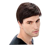 Black Wig Men|Mens Wig Straight Breathable Adjustable Mens Wigs Realistic Natural Short Hair Replacement Male for Cosplay Costume Dark Brown