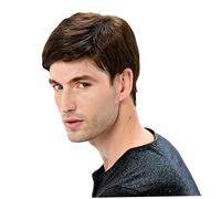 Black Wig Men|Mens Wig Straight Breathable Adjustable Mens Wigs Realistic Natural Short Hair Replacement Male for Cosplay Costume Light Brown