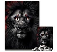 Black Wild Angry Lion Jigsaw Puzzles for Adults 1000 Piece Puzzles for Adults Challenging DIY Brain Teaser for Teenagers 50x75CM/19.68x29.52inch