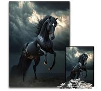 Black Wild Horse in Storm Puzzles for 1000Piece paper Jigsaw Puzzles for Adults Perfect for Teenagers Family Bonding Brain TeaserDIY Home Decor Gift 1000 PCS(38x26cm)