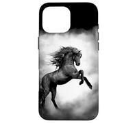 Black Wild Stallion Horse Rearing up with flowing mane Case for iPhone 16 Pro Max