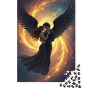 Black Winged Couple Jigsaw Puzzle for Adults 1000 Piece Jigsaw Puzzle Romantic Embrace Puzzle Game for Family Relaxation Home Decor 70x50cm/1000pcs
