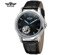 (black) Winner Men's Fashion Casual Hollow Vintage Fully Automatic Mechanical Watch