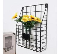 Black Wire Magazine Newspaper Basket Wall Mounted Post Storage Rack Organizer Office