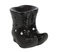 Black Witch Boots Oil Burner | Ceramic Star Cut-Out Design | Tealight Holder | Gothic Home Fragrance Spellcaster Decor