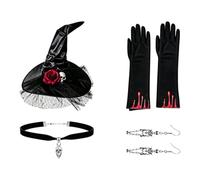 Black Witch Costume Accessories - Four Piece Halloween Dress Up Collection