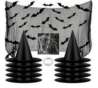 Black Witch Hat | Floating Halloween Decorations,Witch Hat Set with 164Ft Nylon Cord,for Indoor Outdoor Wall Shelf Window Front Door Garden Yard Patio Ceiling