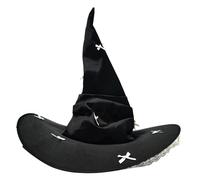 Black Witch Hat With Bowknot Decors Twisted Wizard Hat Headwear For Lace Trim For Cosplay Party Costume Props Halloween
