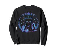 Black Witchy Cat Crystals Gothic Women Kawaii Pastel Goth Sweatshirt