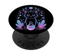 Black Witchy Cat Pastel Kawaii Goth PopSockets Adhesive PopGrip