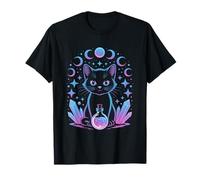 Black Witchy Cat Pastel Kawaii Goth T-Shirt
