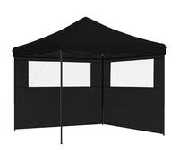 vidaXL Foldable Party Tent Pop-Up with 2 Sidewalls Black