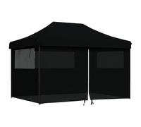 (black, with 4 sidewalls) vidaXL Foldable Party Tent Pop-Up with 4 Sidewalls Patio Gazebo Canopy Shelter