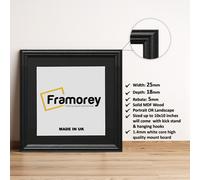 (Black With Black Mount, 7x7" Pic (9x9" Frame)) Square Size Black Picture Frame / LW Style Wall Art Frame / Modern Photo Frames With Multicolored Mount