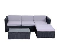 (Black, With Cover) EVRE California 4 seater Rattan Outdoor Garden Set
