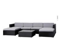 (Black, With Cover) EVRE Nevada Rattan garden 6 Seater Sofa set